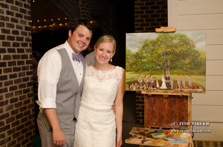 Tyler and Allie with live painting of their ceremony.